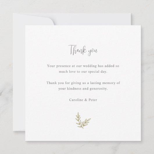 Bamboo Boho Botanischer Leaf Soft Elegante Grüne Dankeskarte (Rückseite)