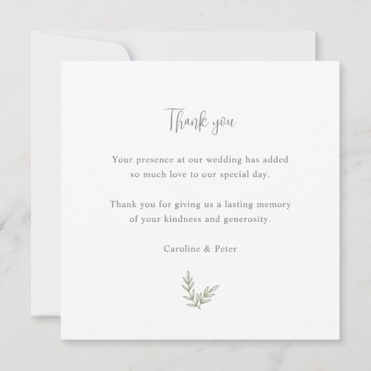 Bamboo Boho Botanischer Leaf Soft Elegante Grüne Dankeskarte (Rückseite)