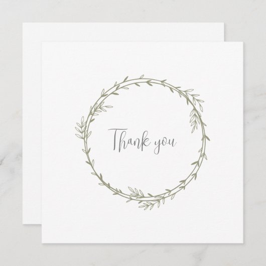 Bamboo Boho Botanischer Leaf Soft Elegante Grüne Dankeskarte (Vorne/Hinten)