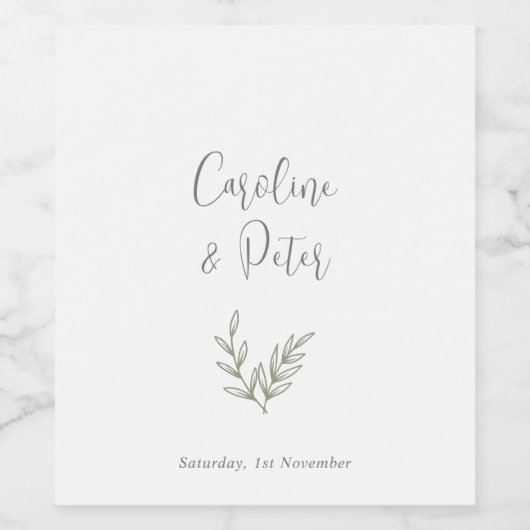 Bamboo Boho Botanischer Leaf Soft Elegante Grüne Weinetikett (Einzelnes Label)