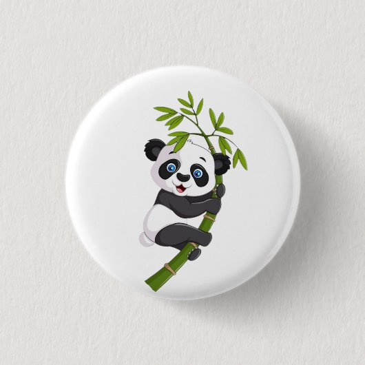 Bamboo Buddy Glücklicher kleiner Panda, der im Ba  Button (Vorderseite)