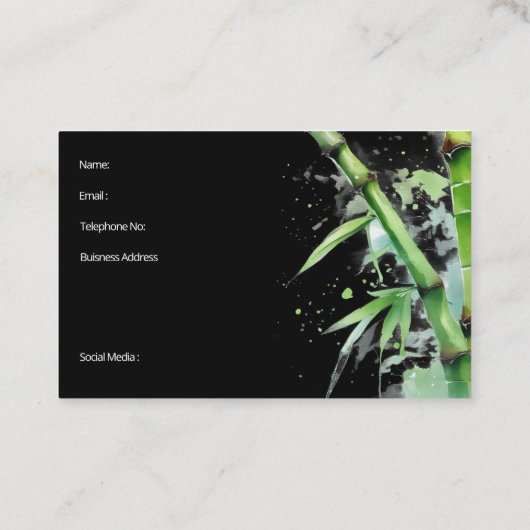Bamboo Business Card Moderne frische Natur Visitenkarte (Rückseite)