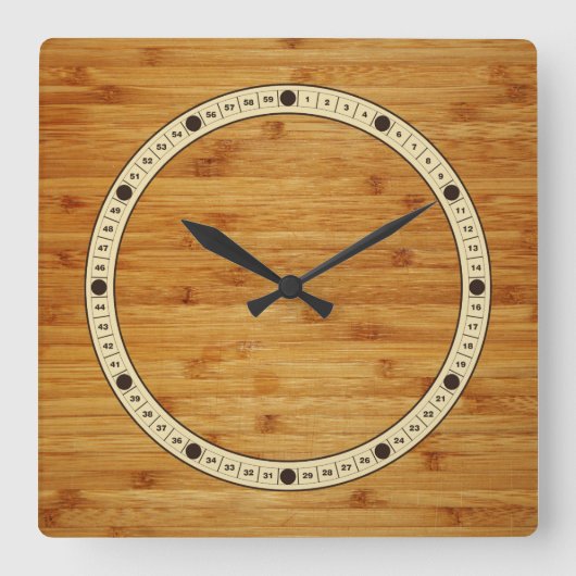 Bamboo Butcher Block Quadratische Wanduhr (Vorderseite)