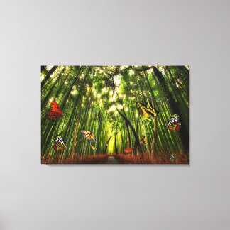 Bamboo & Butterfly Art 2 überzogene Canvas Leinwanddruck