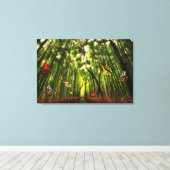 Bamboo & Butterfly Art 2 überzogene Canvas Leinwanddruck (Insitu (Holzboden))