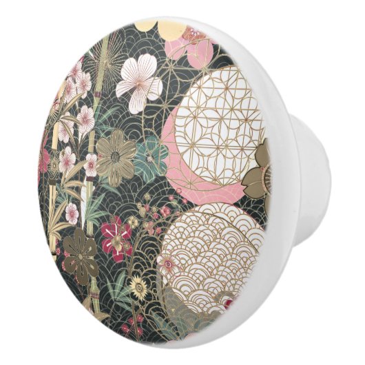 Bamboo Cherry Blossoms Art Déco Designs Keramikknauf (Rechts)