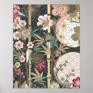 Bamboo Cherry Blossoms Art Déco Designs Poster