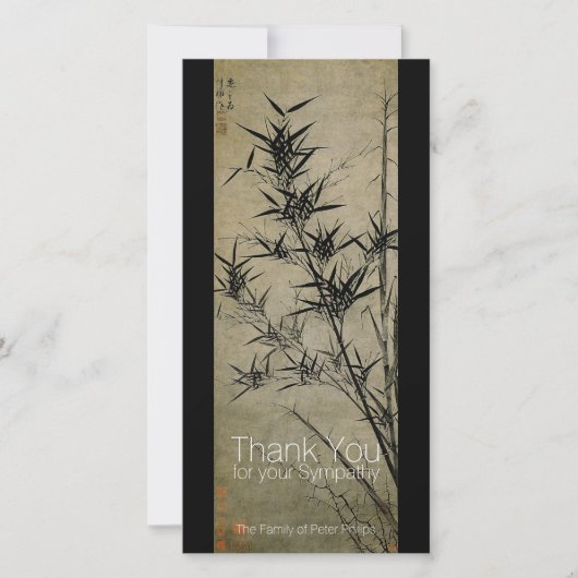 Bamboo Chinese Painting Beileid Vielen Dank Dankeskarte (Vorderseite)