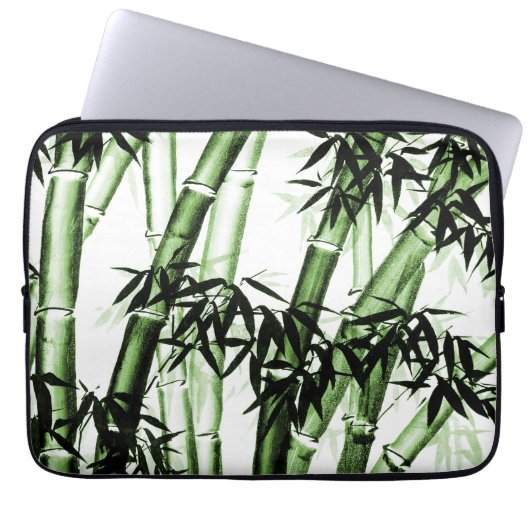 Bamboo Chinesische Kunst - eins - grün Laptopschutzhülle (Vorderseite)