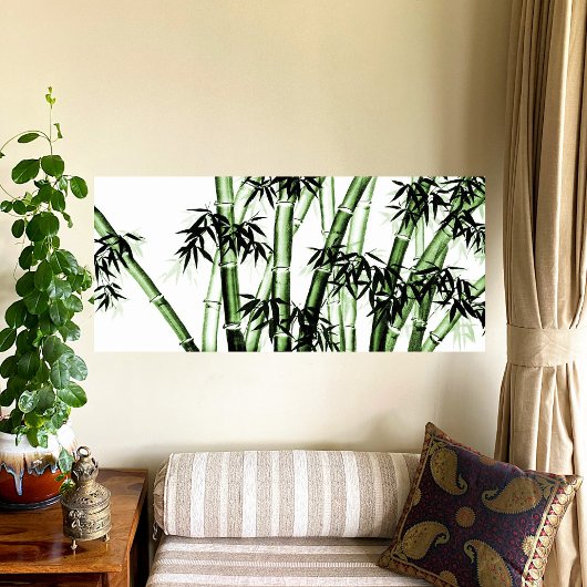 Bamboo Chinesische Kunst - eins - grün Poster