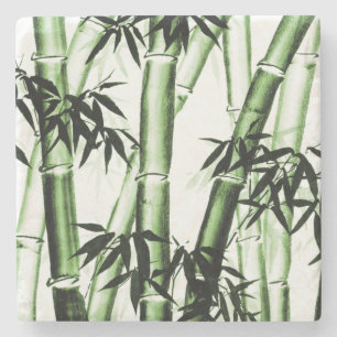 Bamboo Chinesische Kunst - eins - grün Steinuntersetzer