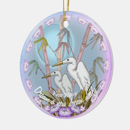 Bamboo Cranes Keramik Ornament (Links)