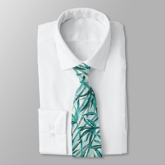 Bamboo Dschungel Hawaiian Stripe -Türkis Krawatte (Gebunden)