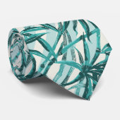 Bamboo Dschungel Hawaiian Stripe -Türkis Krawatte (Gerollt)