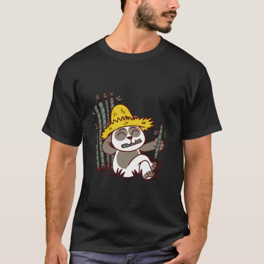 Bamboo Eating Panda Farmer T-Shirt (Vorderseite)