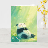 Bamboo Fest mit einem fröhlichen Panda Karte (Gelbe Blume)