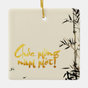 Bamboo fischen Vietnams New Year Square CO Keramikornament