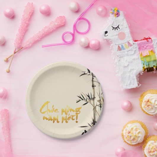 Bamboo Fish Vietnamesisch Lunar New Year PP Pappteller (Party)