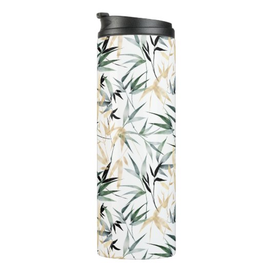 Bamboo Foliage Muster Monogram Thermosbecher (Nach rechts gedreht)
