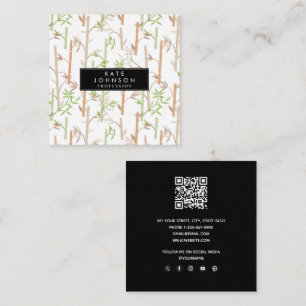 Bamboo Foliage Oriental Greenerity Blätter QR Code Quadratische Visitenkarte