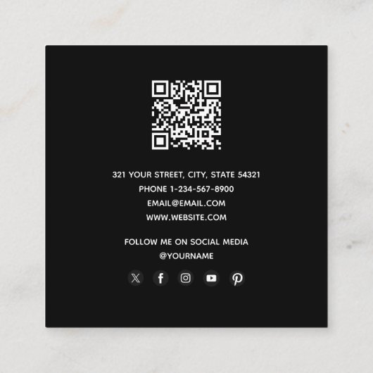 Bamboo Foliage Oriental Greenerity Blätter QR Code Quadratische Visitenkarte (Rückseite)