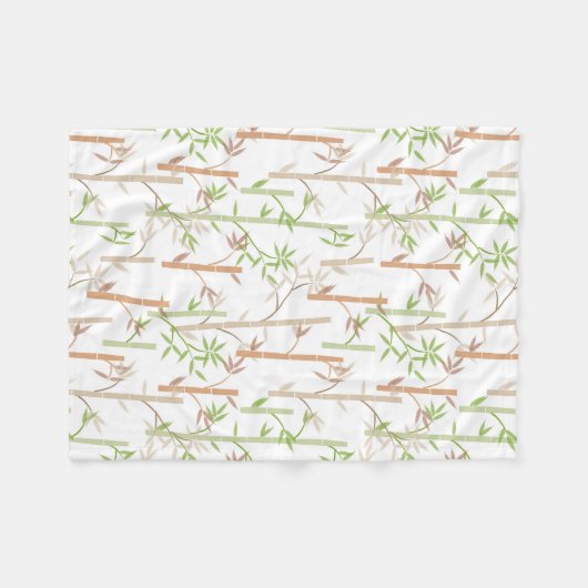 Bamboo Foliage Orientale Blätter Fleecedecke (Vorderseite (Horizontal))