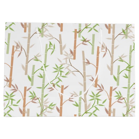 Bamboo Foliage Orientale Blätter Große Geschenktüte (Rückseite)