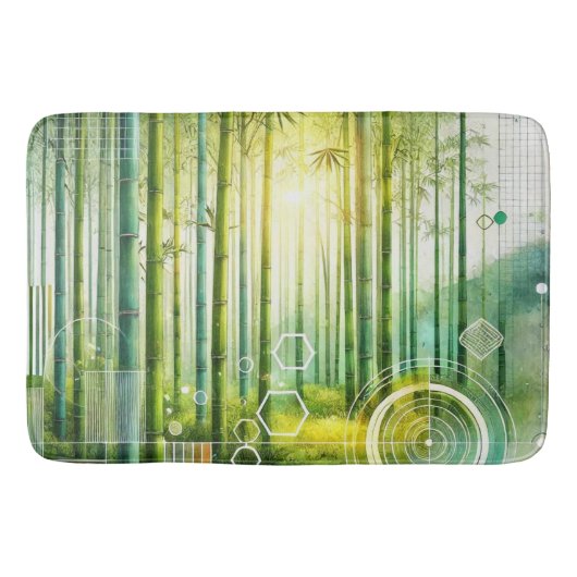 Bamboo Forest Geometric Bath Mat Badematte (Vorderseite)