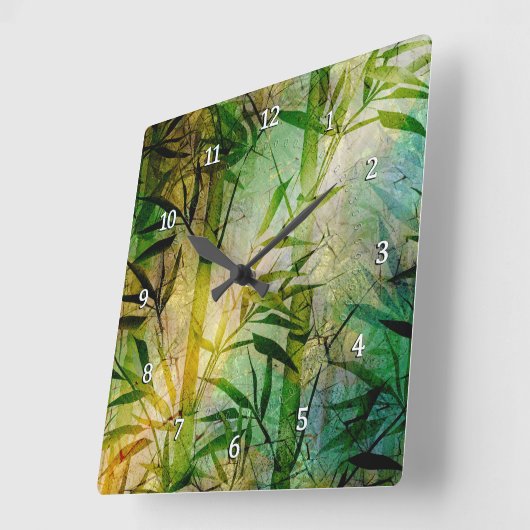Bamboo Forest Quadratische Wanduhr (Winkel)