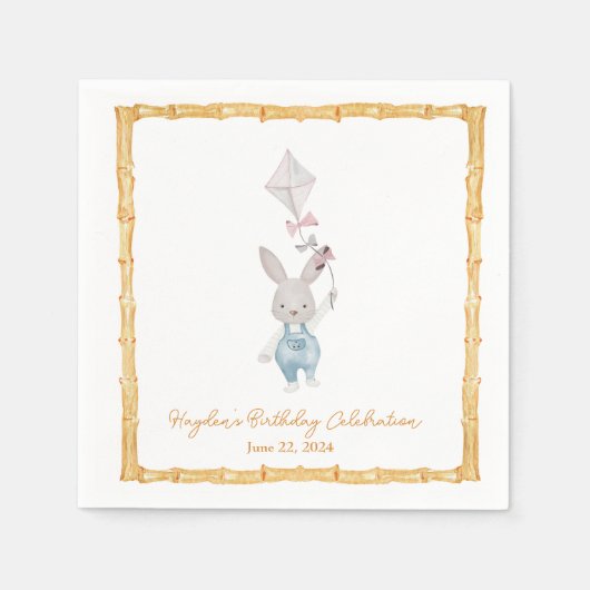 Bamboo Frame Bunny Personalisiert Napkin Serviette (Vorderseite)