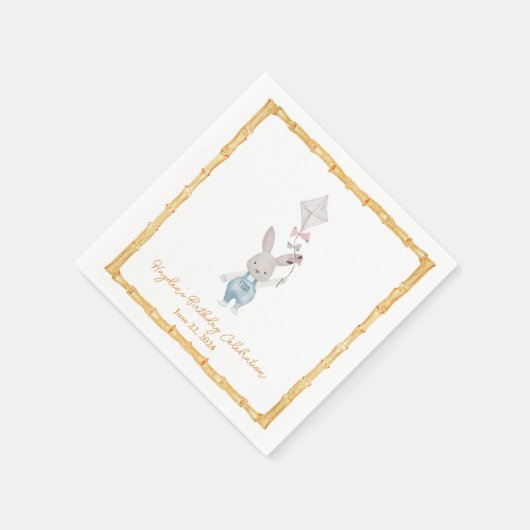 Bamboo Frame Bunny Personalisiert Napkin Serviette (Ecke)