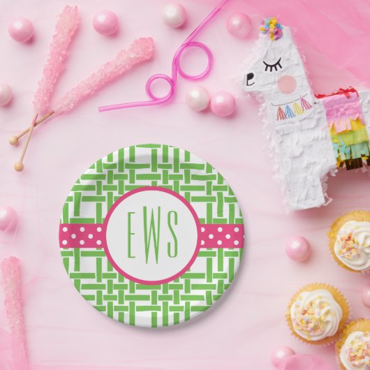 Bamboo & Grosgrain Mit Monogramm Paper Teller (Party)