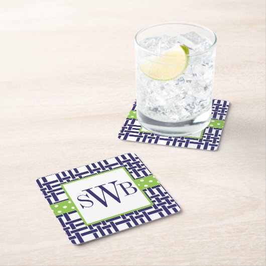 Bamboo & Grosgrain Mit Monogramm Paper Untersetzer (Vor Ort)