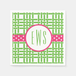 Bamboo & Grosgrain Mit Monogramm Party Napkins Serviette