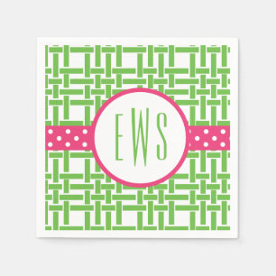 Bamboo & Grosgrain Mit Monogramm Party Napkins Serviette
