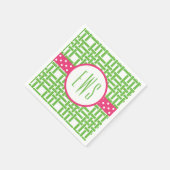 Bamboo & Grosgrain Mit Monogramm Party Napkins Serviette (Ecke)