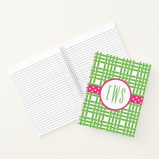 Bamboo & Grosgrain Mit Monogramm SpiralNotebook Notizblock (Innenseite)