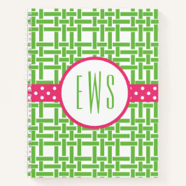Bamboo & Grosgrain Mit Monogramm SpiralNotebook Notizblock