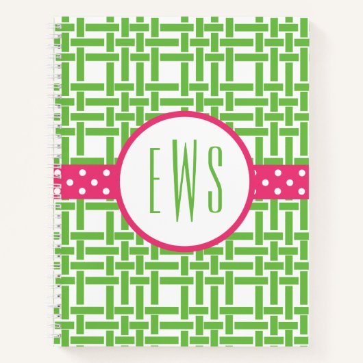 Bamboo & Grosgrain Mit Monogramm SpiralNotebook Notizblock (Vorderseite)