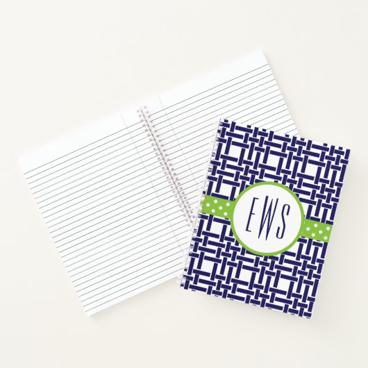 Bamboo & Grosgrain Mit Monogramm SpiralNotebook Notizblock (Innenseite)