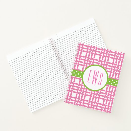Bamboo & Grosgrain Mit Monogramm SpiralNotebook Notizblock (Innenseite)