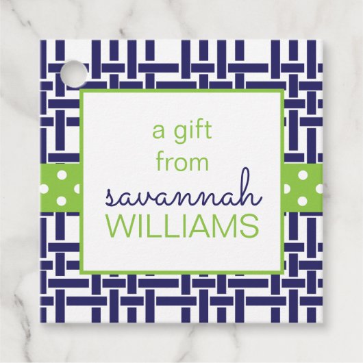 Bamboo & Grosgrain Personalisiertes Geschenk oder Geschenkanhänger (Vorderseite)