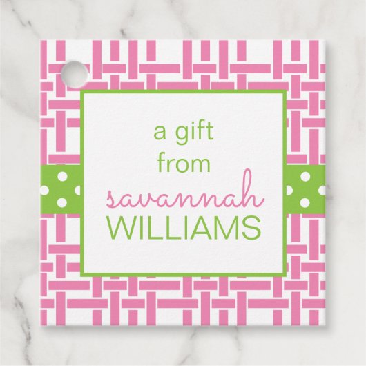 Bamboo & Grosgrain Personalisiertes Geschenk oder  Geschenkanhänger (Vorderseite)