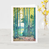 Bamboo Grove, Hiroshi Yoshida, Woodcut Karte (Gelbe Blume)