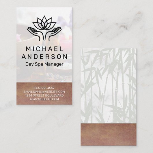 Bamboo Hintergrund | Lotus-Symbol für die Heilung Visitenkarte (Vorne/Hinten)