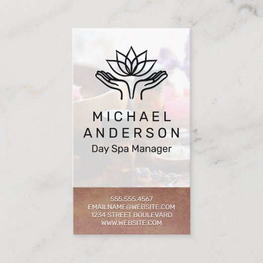 Bamboo Hintergrund | Lotus-Symbol für die Heilung  Visitenkarte (Vorderseite)