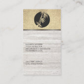 Bamboo Icon | Goldleder aus weißem Marmor Visitenkarte (Rückseite)