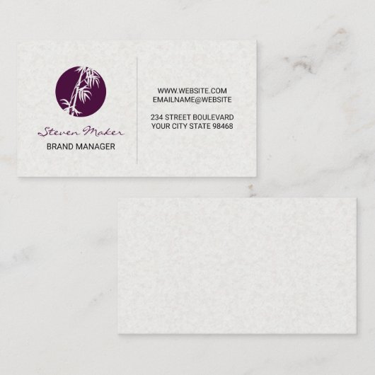 Bamboo Icon | Hintergrund Papiertextur Visitenkarte (Vorne/Hinten)