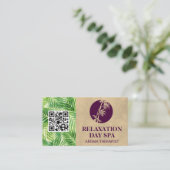 Bamboo Icon | Palm Leaf | QR-Code Visitenkarte (Stehend Vorderseite)