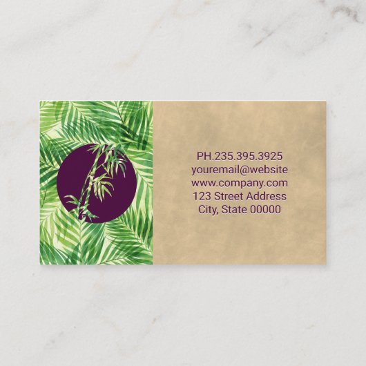 Bamboo Icon | Palm Leaf | QR-Code Visitenkarte (Rückseite)